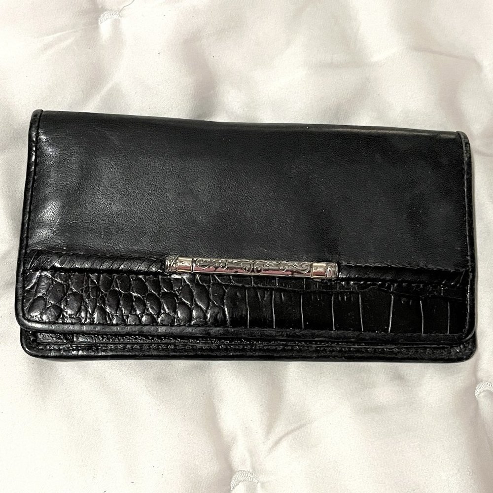 Brighton Black Leather Checkbook Wallet